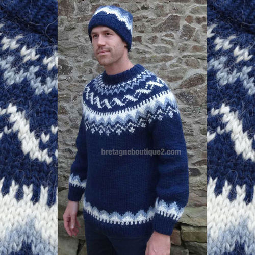 SKAFTAFELL genuine LOPI  wool men sweater hand knitted in ICELAND