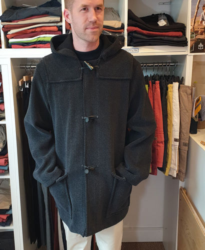 GUILLAUME - LE GLAZIK - duffle coat mi-long à chevrons T52/XL/124cm poitr.