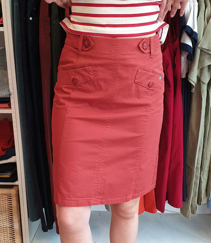 JAULIN - MAT DE MISAINE - satin stretch straight cotton skirt UK12