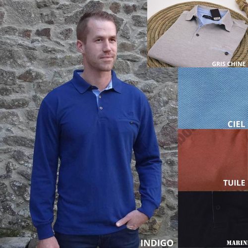 HORN Cap Marine long sleeves cotton/polyester piqué shirt INDIGO S, L et 4XL