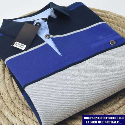 BOSCQ Cap Marine cotton 50/50 buttoned collar sweatshirt BLEU/INDIGO