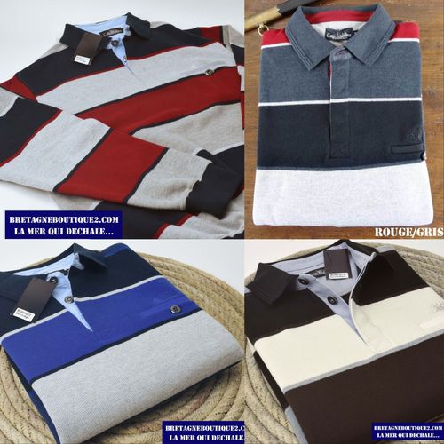 BOSCQ Cap Marine cotton 50/50 buttoned collar sweatshirt BLEU/INDIGO M à 3XL