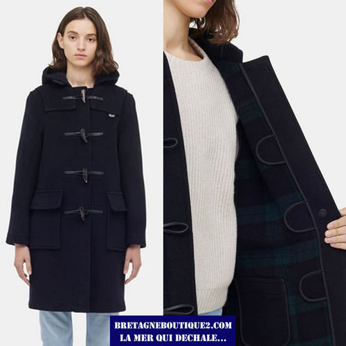 Duffle coat femme original GLOVERALL classic 3120FC coupe droite NAVY T42,44,46