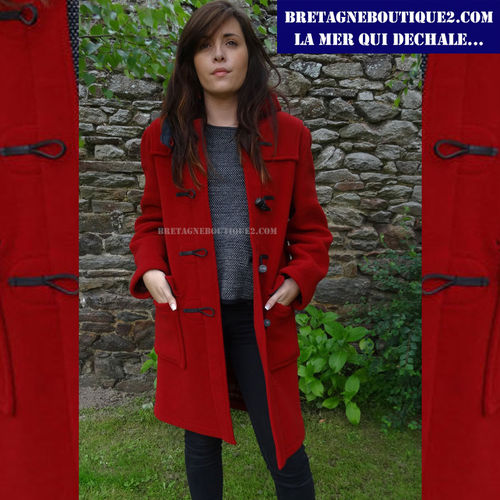 Duffle coat original femme Gloverall 3120 FC CRANBERRY coupe droite T50
