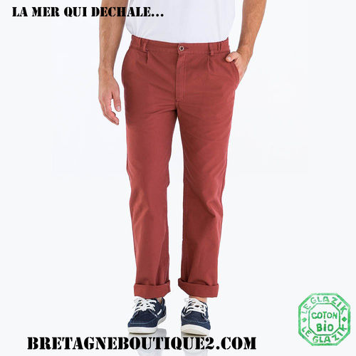 PORNICHET - LE GLAZIK - ORGANIC COTTON sailcloth trousers BRIQUE