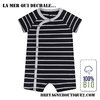 LOURIG combi-short bébé Mousqueton coton BIO MARINE/NEIGE