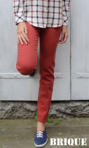 PACIFICO - MAT DE MISAINE pantalon slim 7/8 taille mi-haute BRIQUE T38 T40 T48 T50