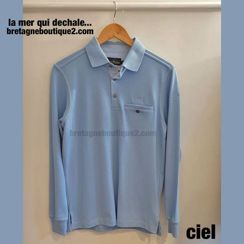 HORN CAP MARINE long sleeves cotton/polyester piqué shirt CIEL